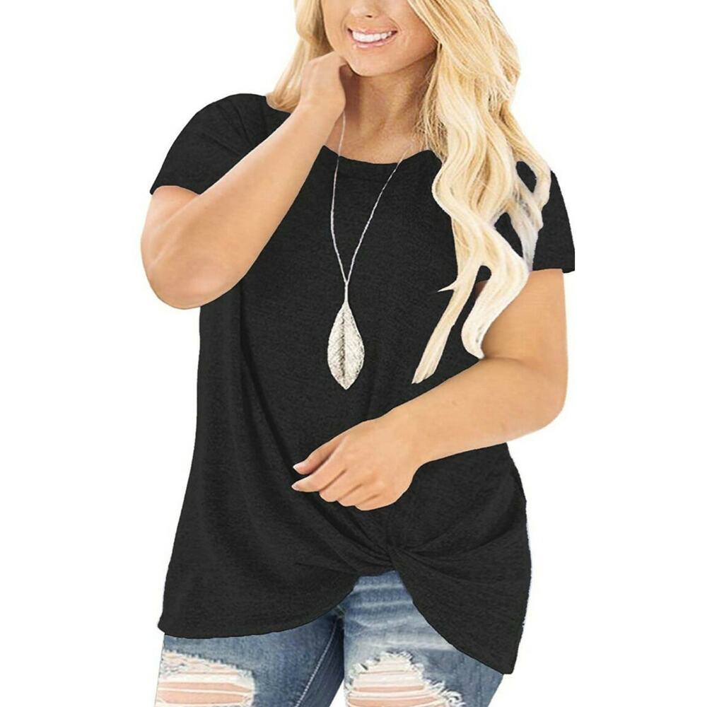 DOLNINE Women's Knotted Tops Short Sleeve Tees Size 24W